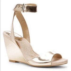Ann Taylor Metallic Gold Wedge Sandals